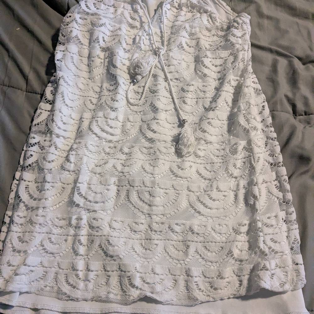 White Lace Halter Dress